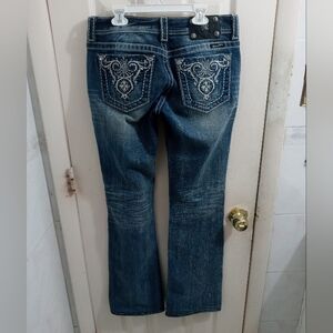 Miss Me Y2K Bling Embroidery Pockets Flare Low Rise Boot Cut Jeans Size 29